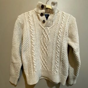 Gap Kids Cable Knit Mock Neck Sherpa Trim Sweater Oatmeal Color XL 12 Like New